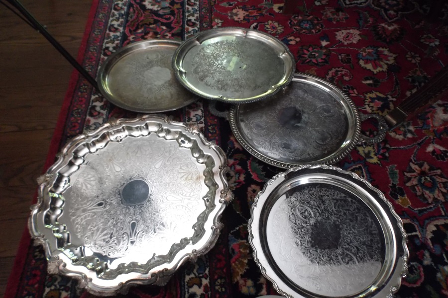 Large Assortment of Silver Plate Trays