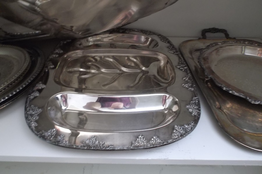Large Assortment of Silver Plate Trays