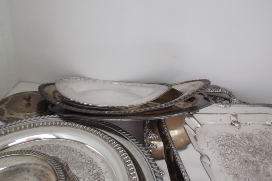 Large Assortment of Silver Plate Trays