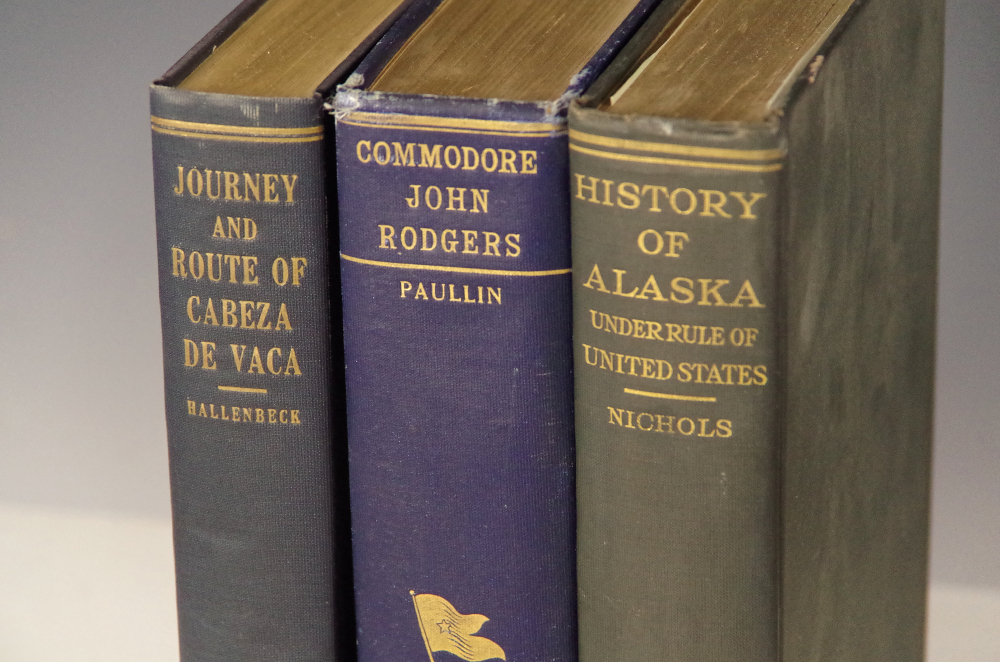 Three Arthur H. Clark Vintage Titles Topics Alvar Nunez, Commodore John Rodgers, and a History of Alaska