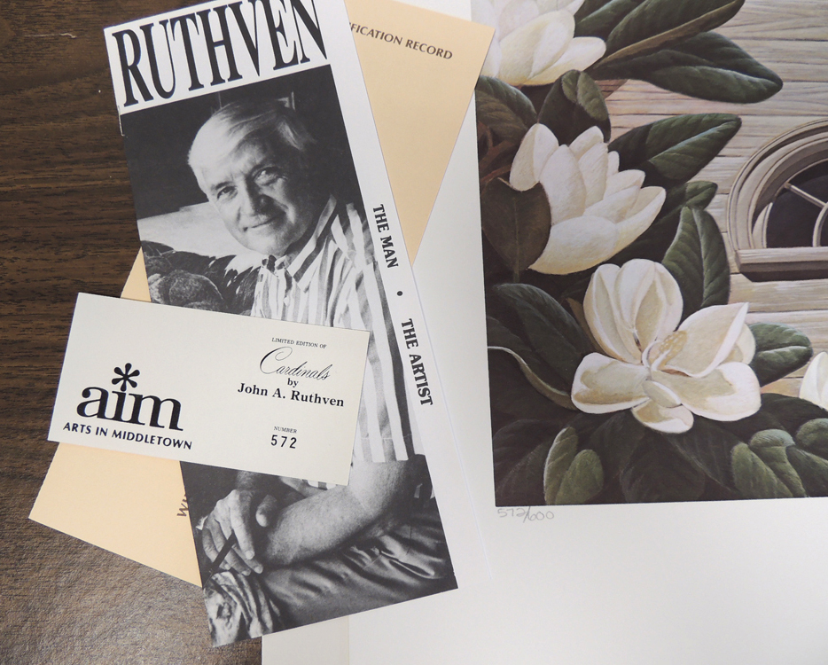 Signed Lithograph "Cardinals" by John Ruthven