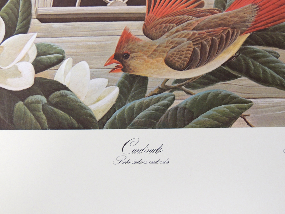 Signed Lithograph "Cardinals" by John Ruthven