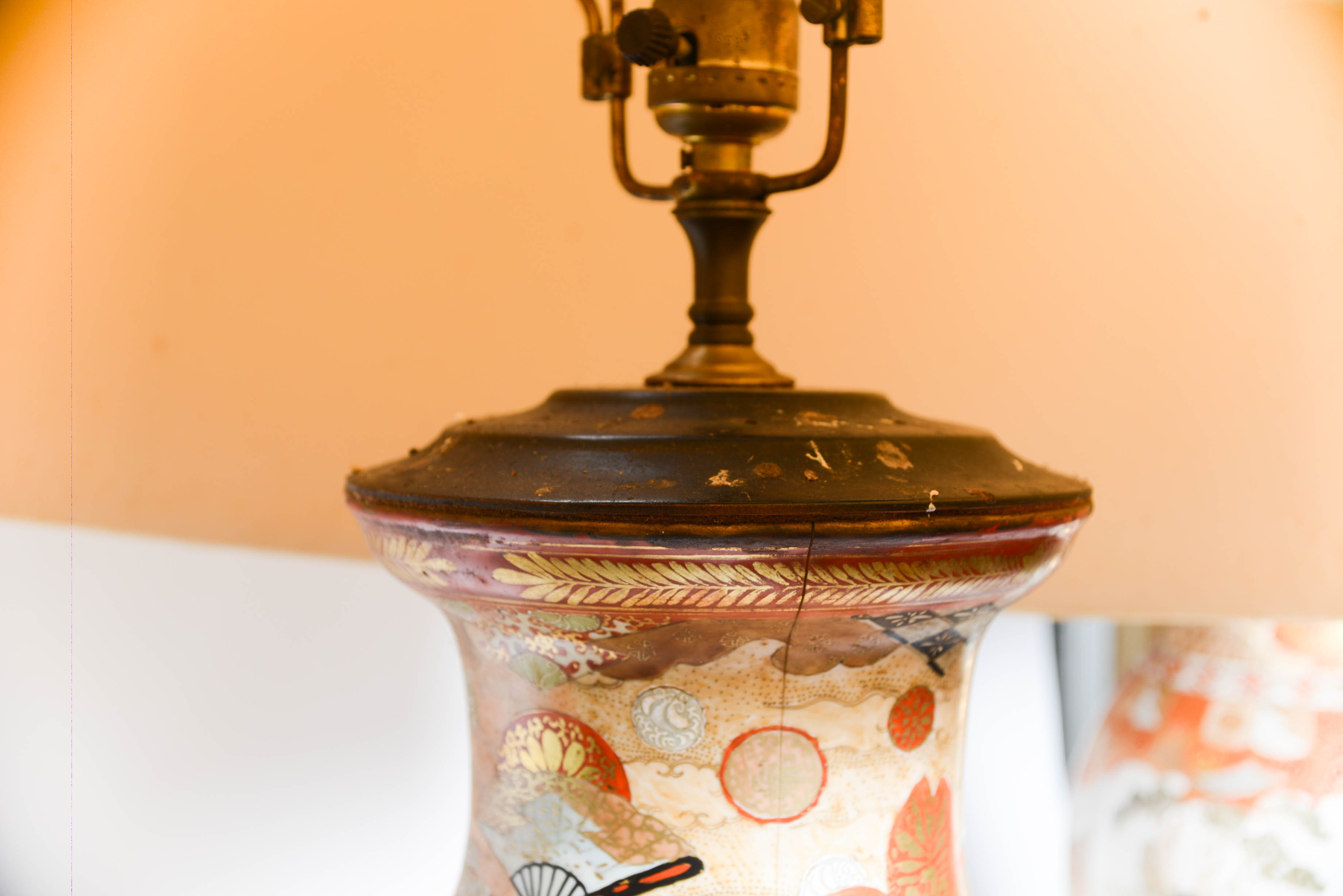 Pair of Large Japanese Satsuma Lamps