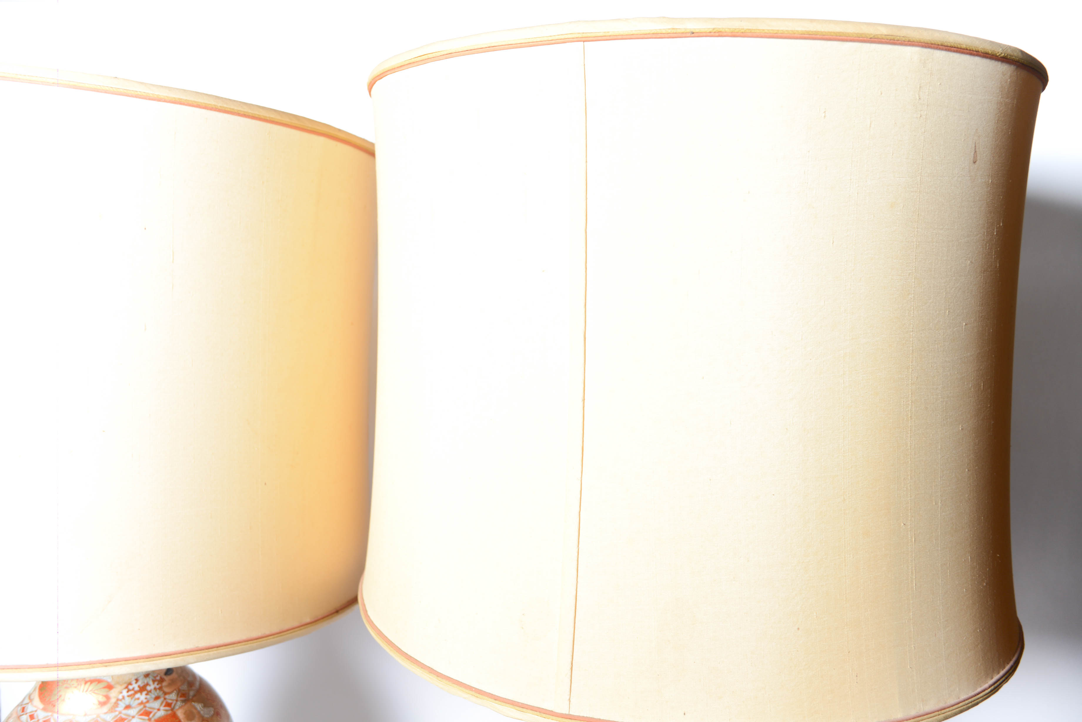 Pair of Large Japanese Satsuma Lamps