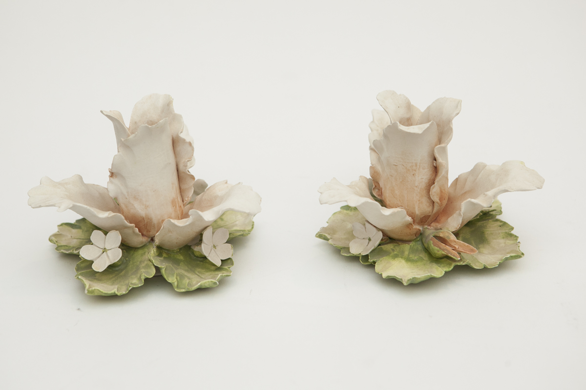 Pair of Mira Italian Candleholders and Ceramic Bud Vase