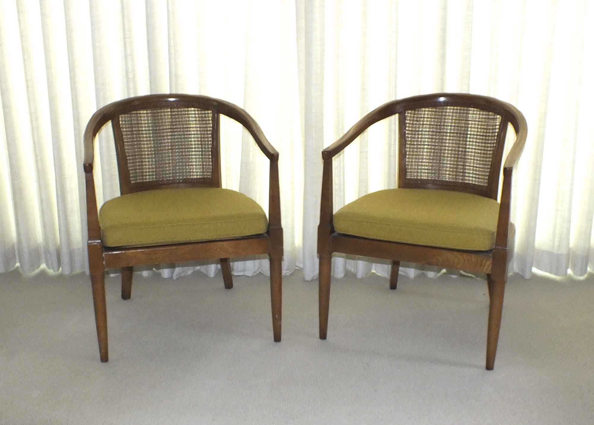 Pair of  Vintage Cane Back  Barrel Chairs