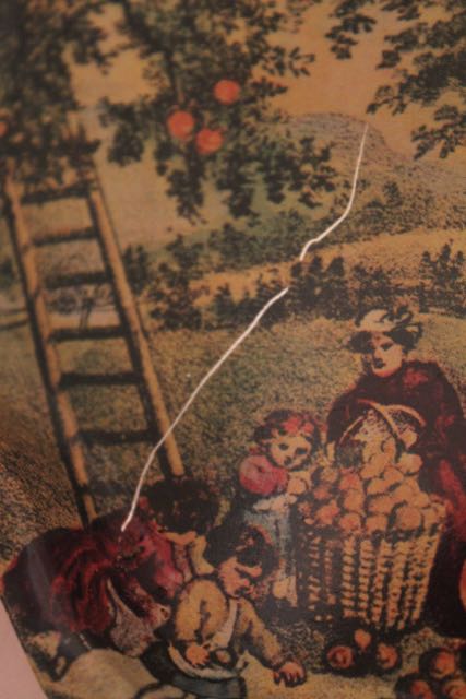 Vintage Currier and Ives Tin Snack Trays