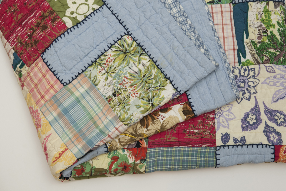 Blue Floral Quilt and Matching Pillow Sham