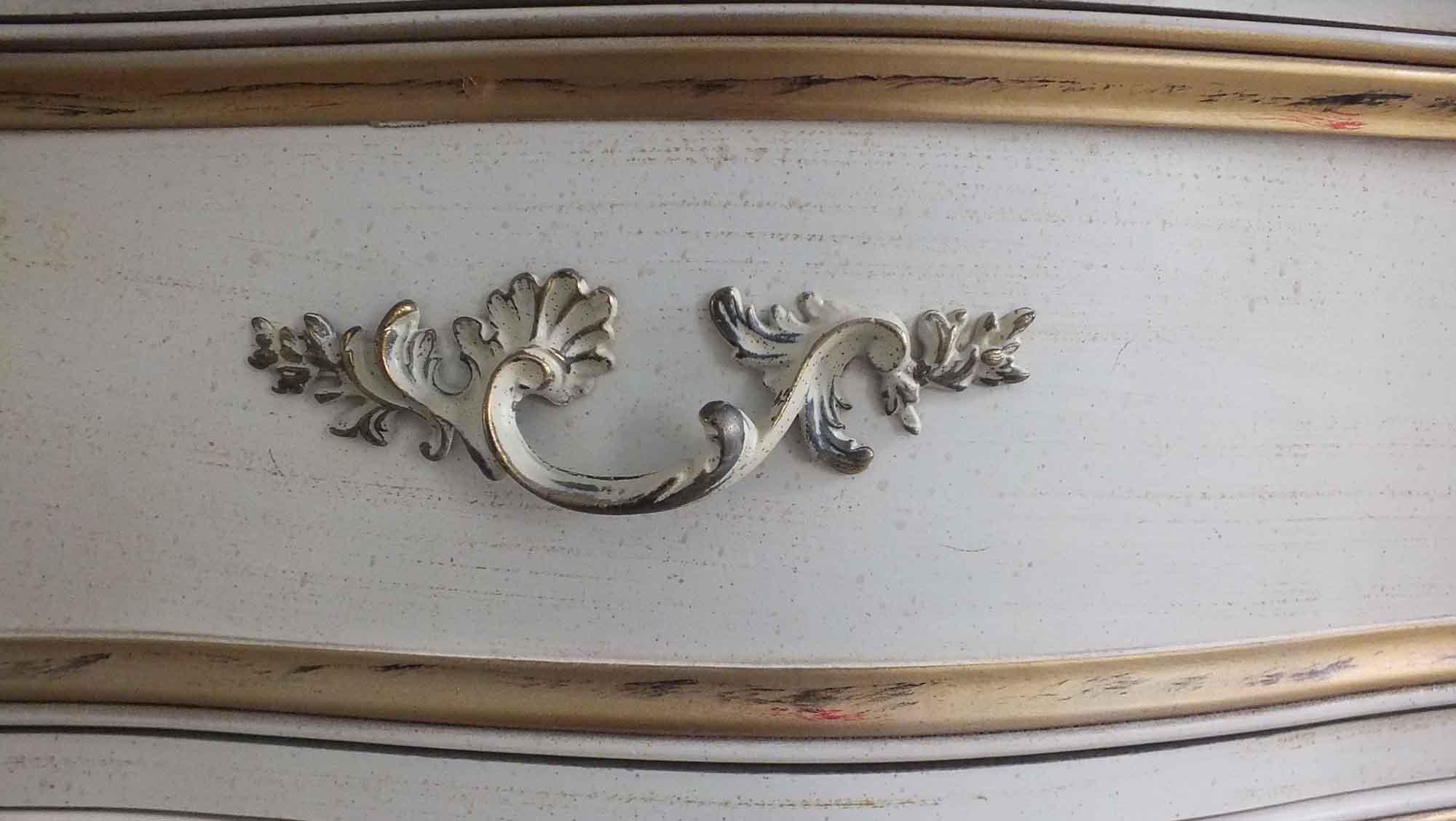 French Provincial Painted Dresser and Attached Mirror by Henredon