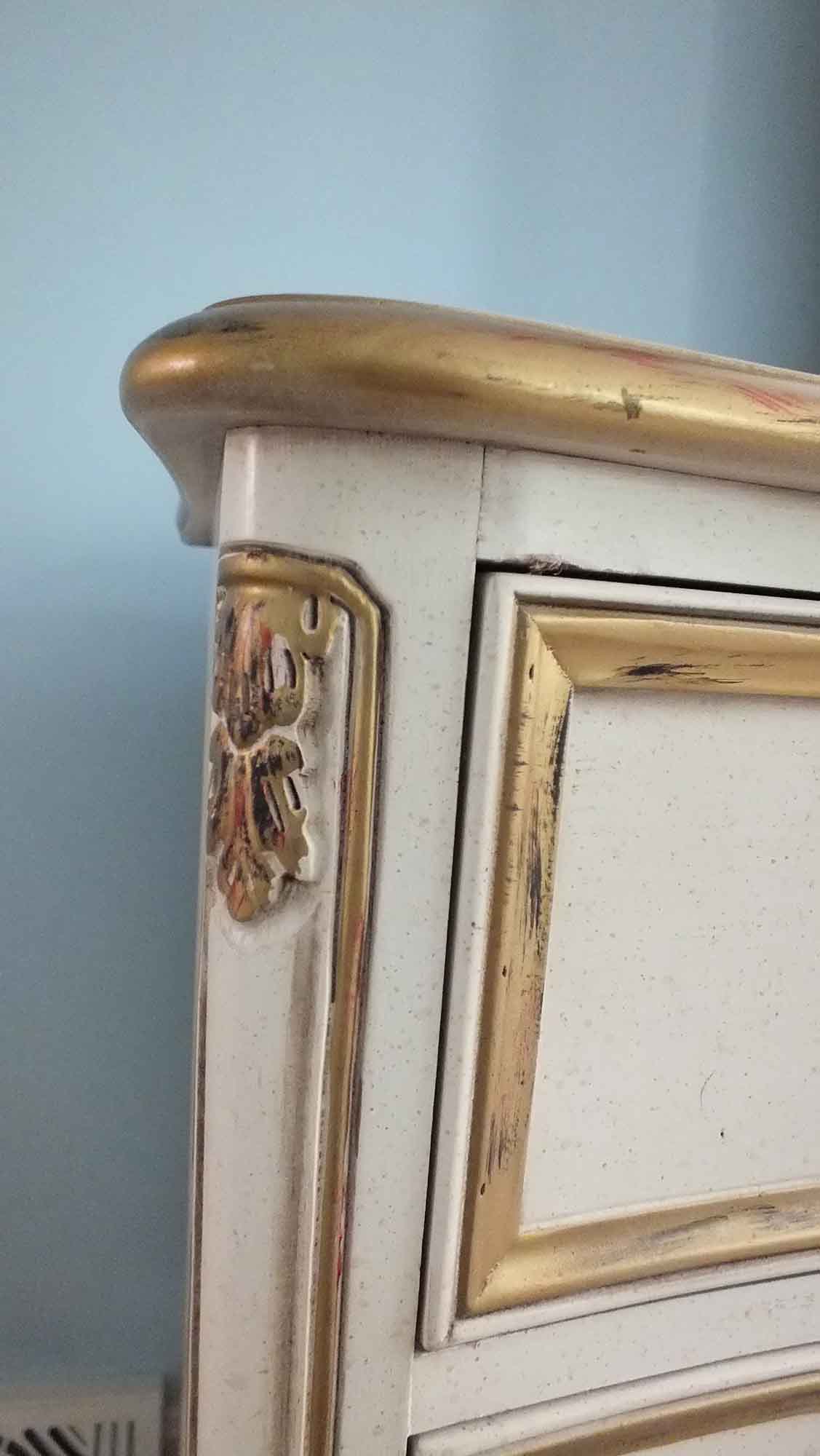 French Provincial Painted Dresser and Attached Mirror by Henredon