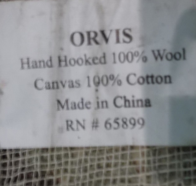 Orvis 100% Cotton Hand Hooked Beehive Area Rug Welcome Mat