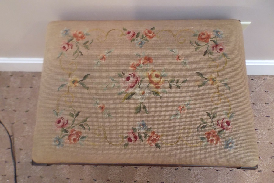 Antique Needlepoint Piano Bench