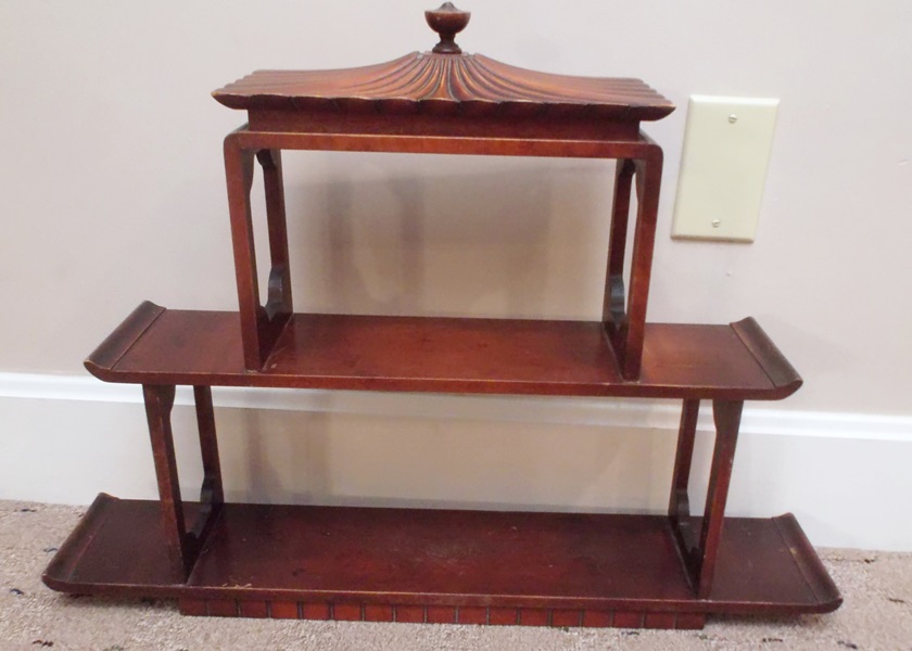Vintage Asian Motif Curio Wall Shelf