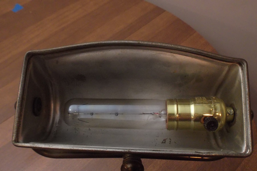 Brass Tone and Green Onyx Library Lamp