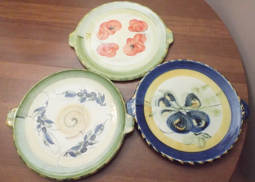 Three Hand Painted French Vallauris ALCEA Pottery Plates