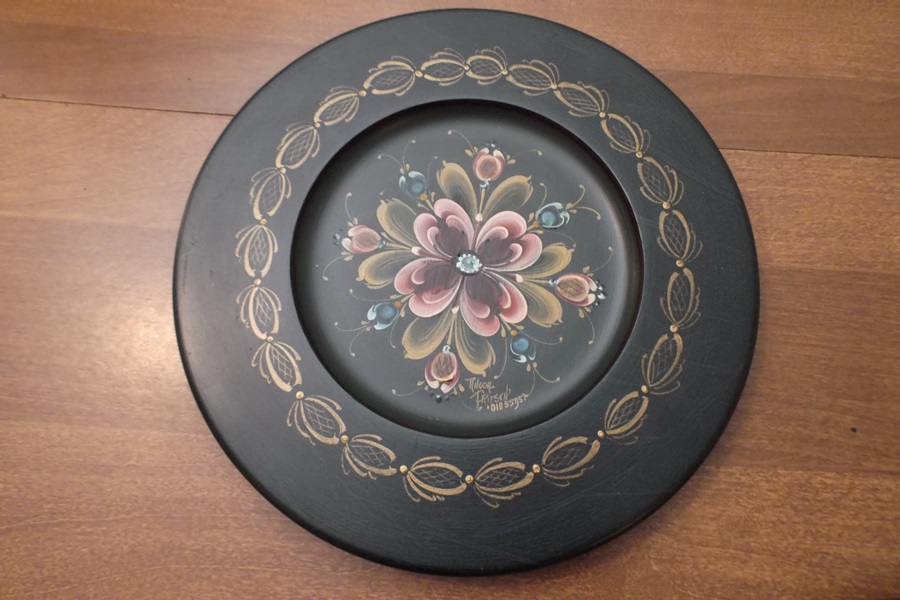Three Hand Painted Norwegian Rosemaling Plates by Rhonda Fritsch