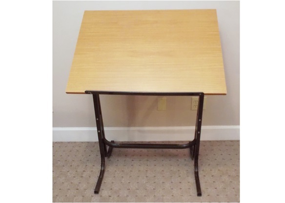 Wood and Metal Base Drafting Table
