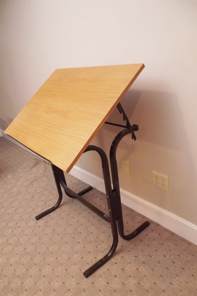 Wood and Metal Base Drafting Table