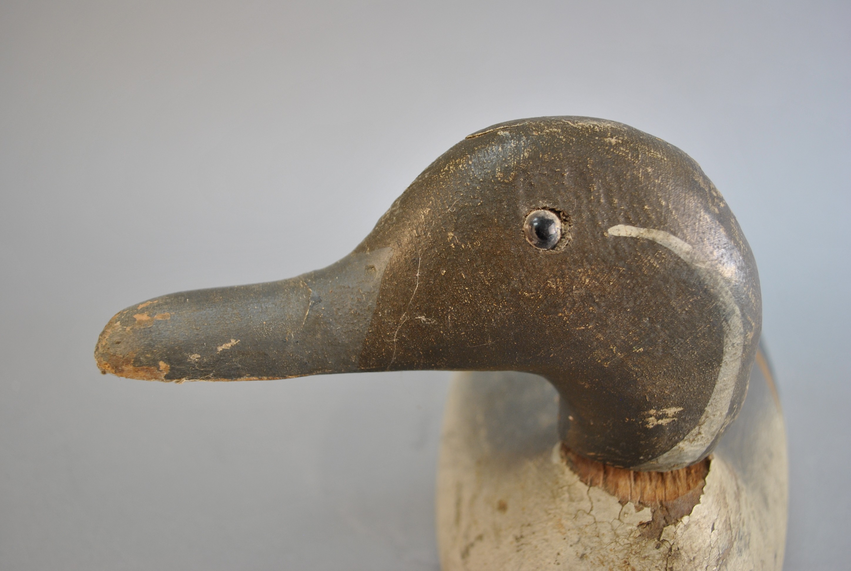 Vintage Hand-Carved Duck Decoy with Removable Head