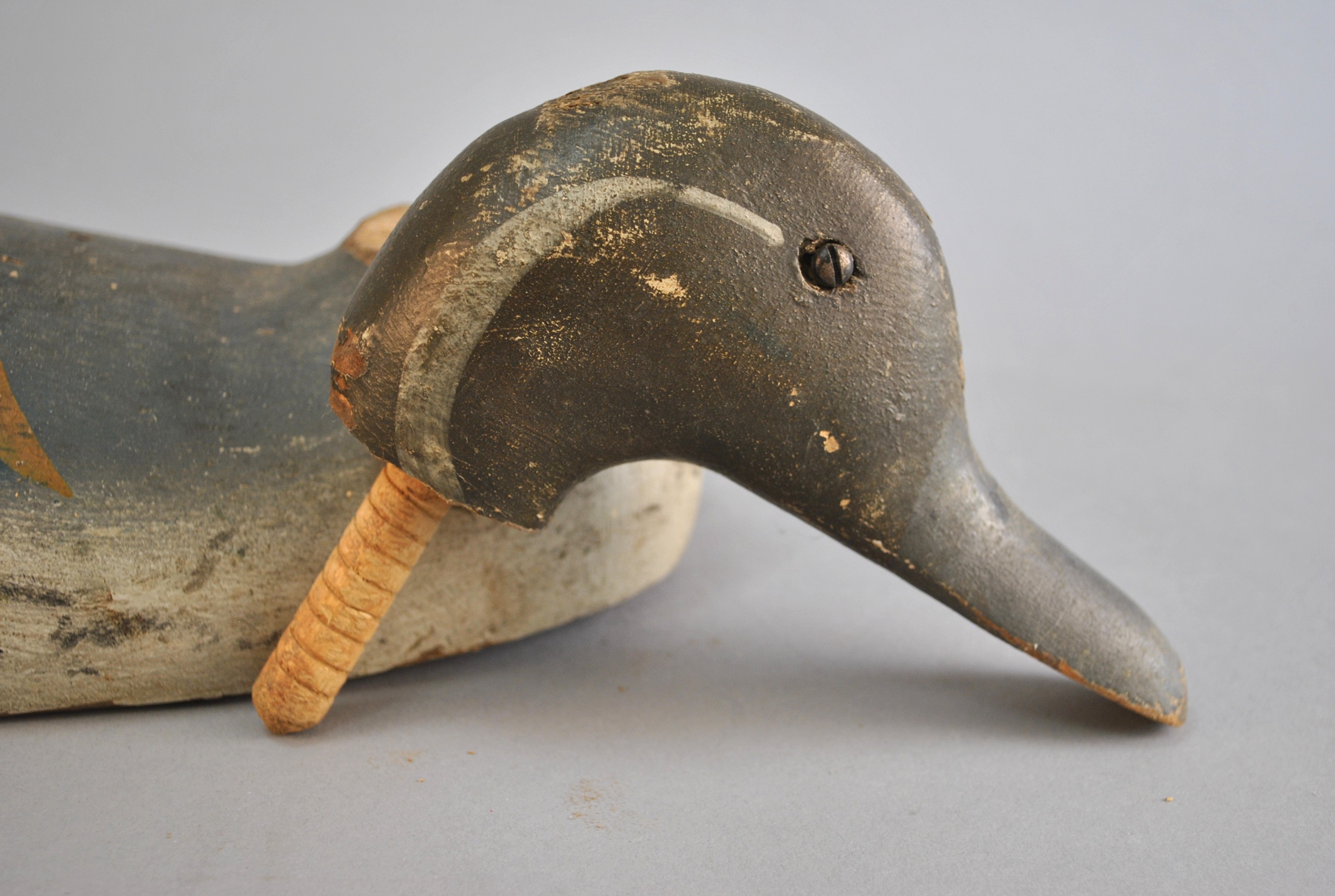 Vintage Hand-Carved Duck Decoy with Removable Head