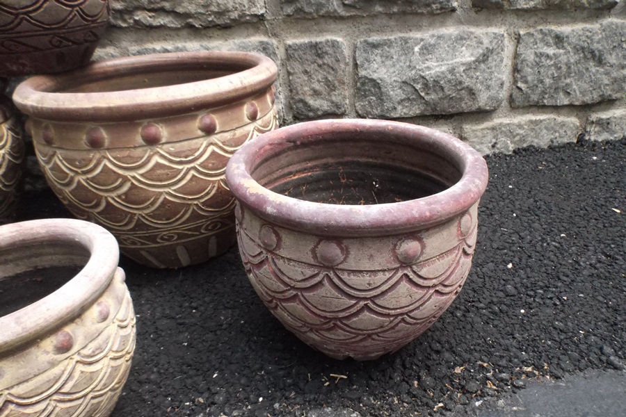 Assortment of Seven Pottery Planters