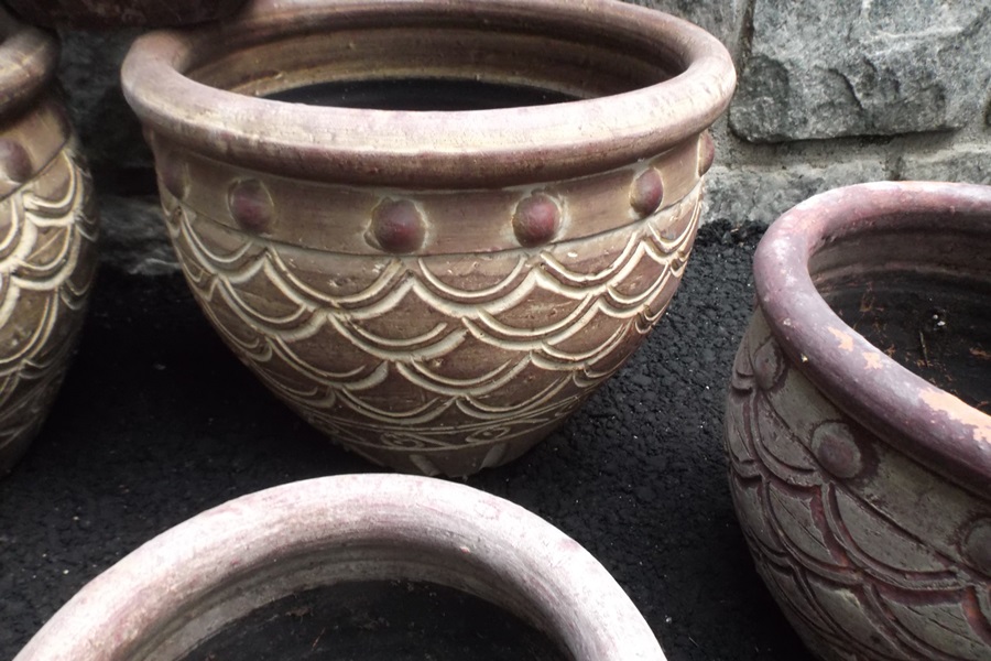 Assortment of Seven Pottery Planters