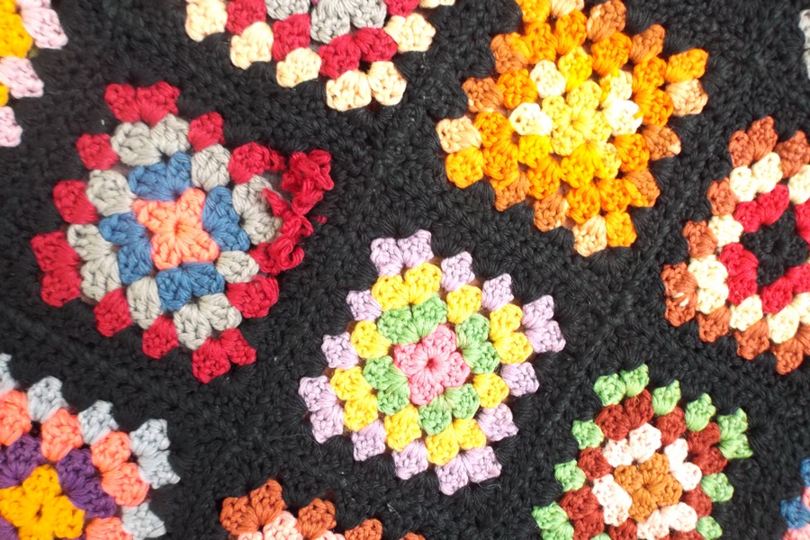 A Vintage Knitted Afghan Blanket