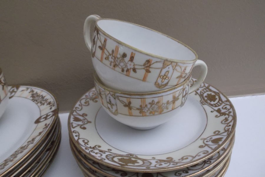 Nippon Hand Painted Tea Cups and Plates