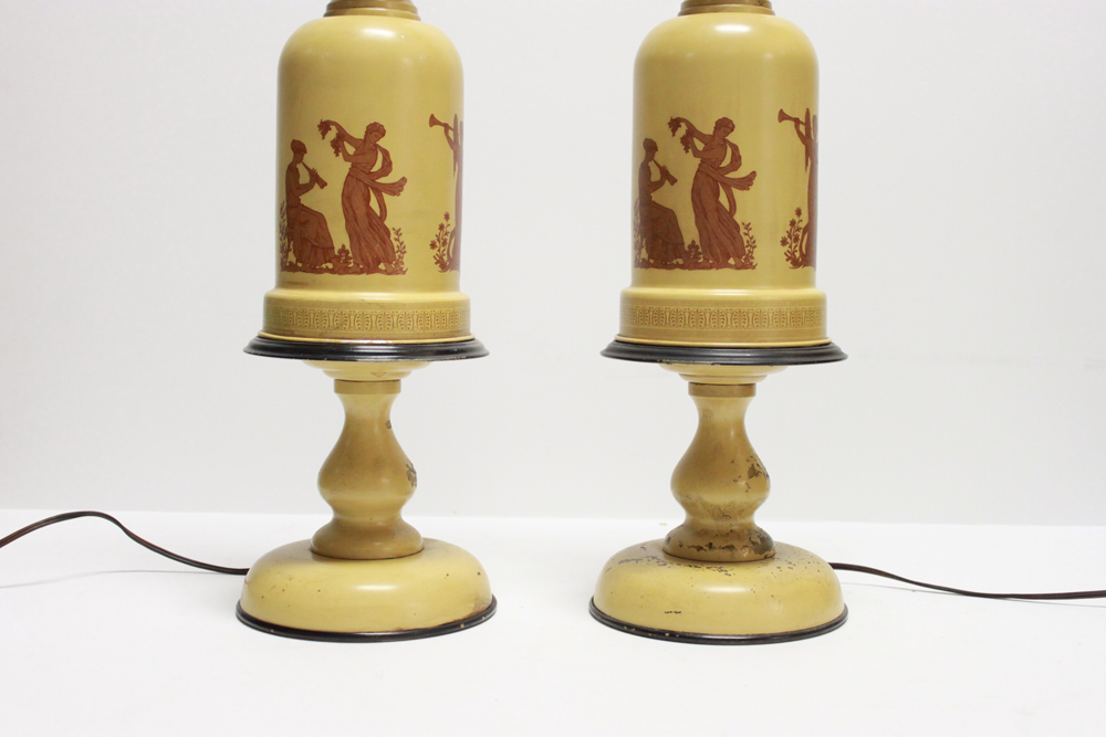 Pair of Vintage Metal Dual-Bulb Lamps