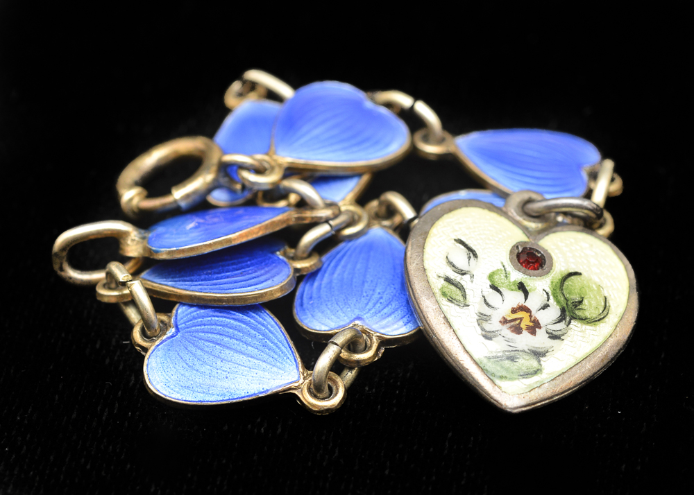 Vintage Sterling and Guilloche Enamel Jewelry