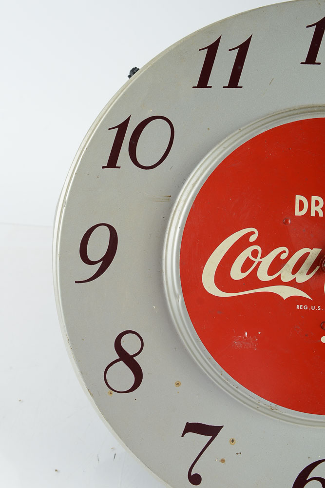 Vintage 1950s Metal Face Coca-Cola Clock