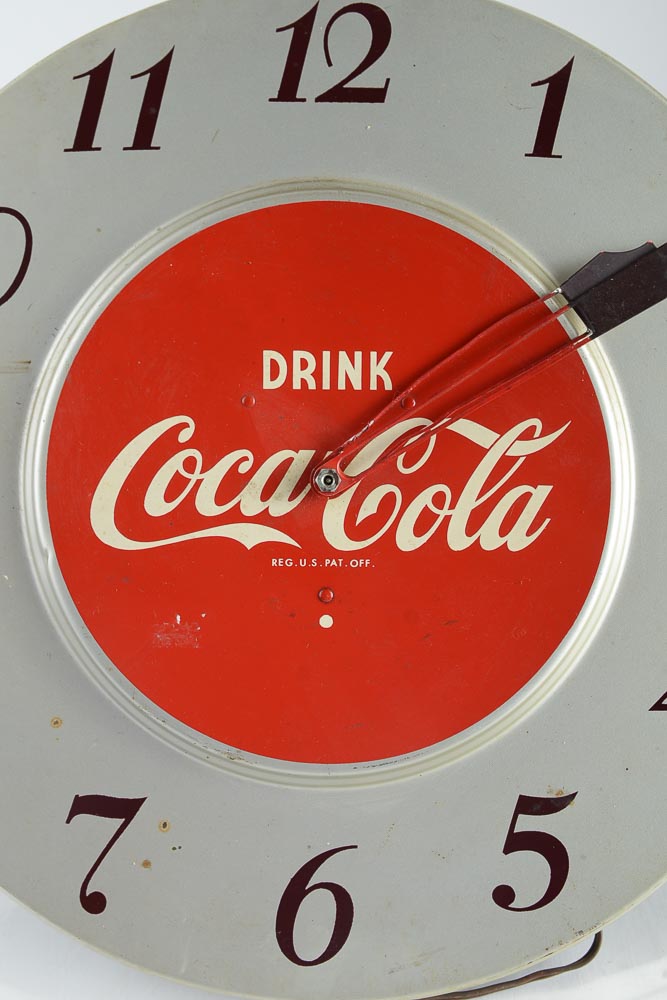 Vintage 1950s Metal Face Coca-Cola Clock
