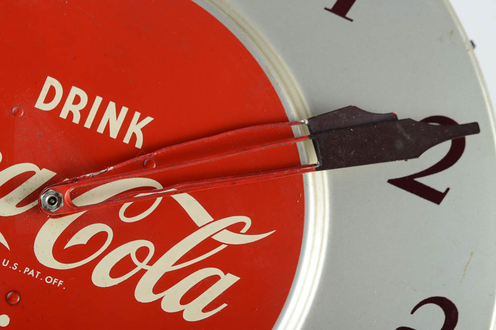 Vintage 1950s Metal Face Coca-Cola Clock