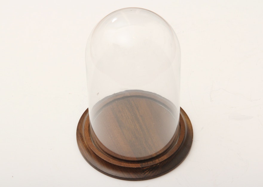 Wood Base Glass Cloche