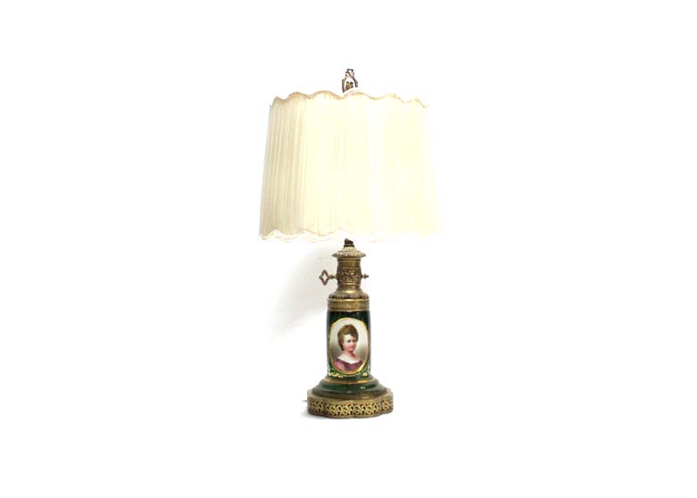 Vintage Green Glass Lamp
