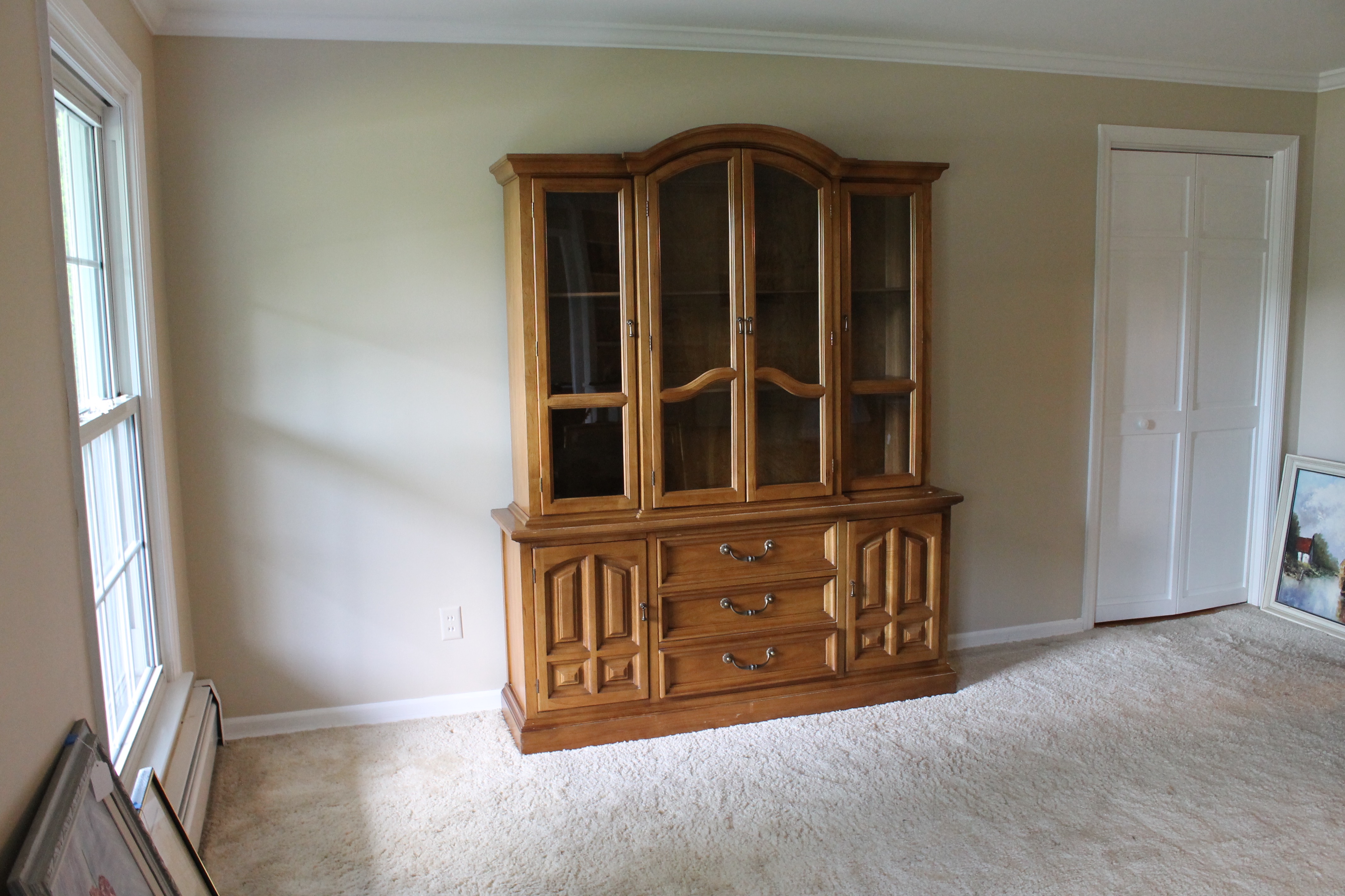 Walnut Hutch with Glass Doors