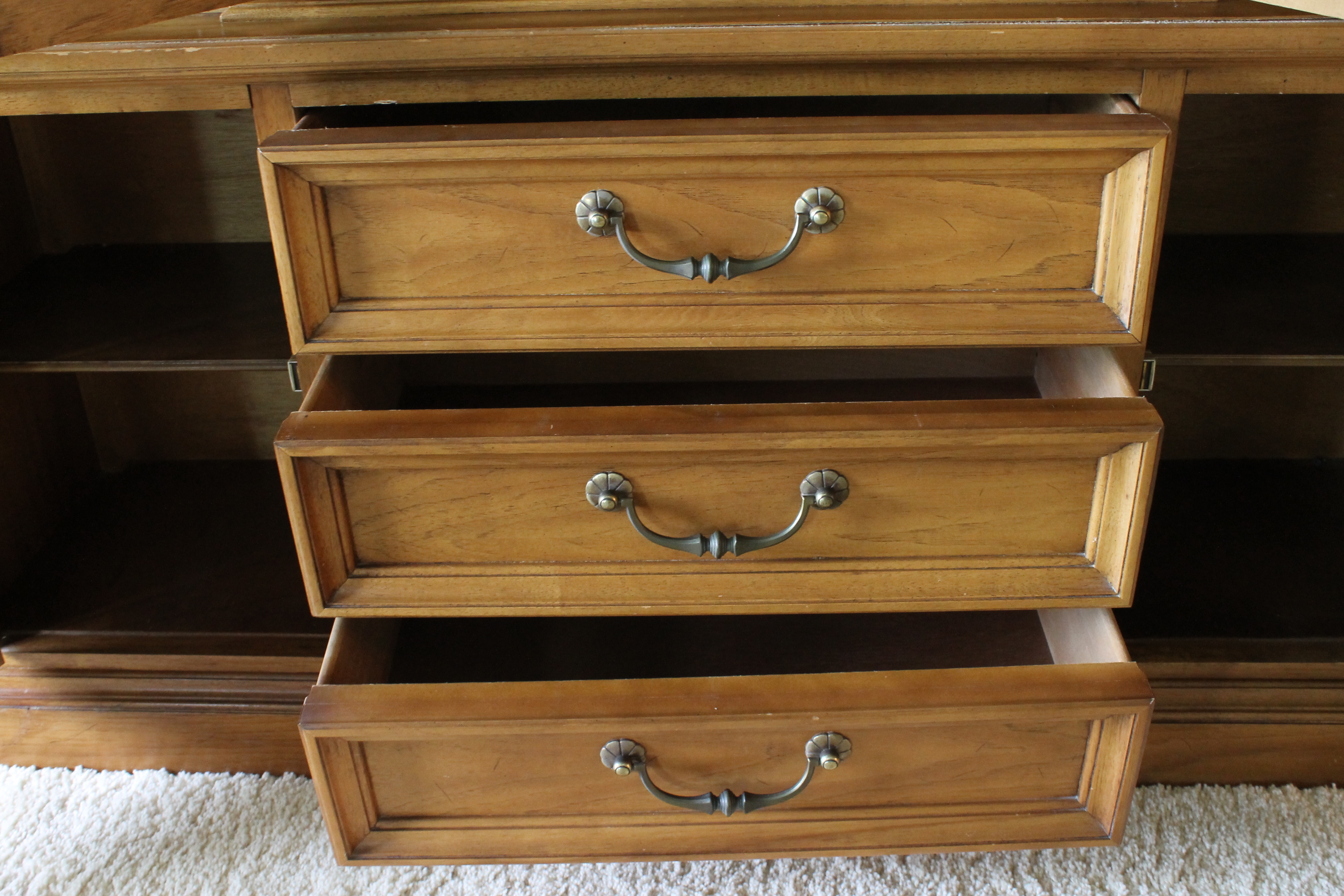 Walnut Hutch with Glass Doors