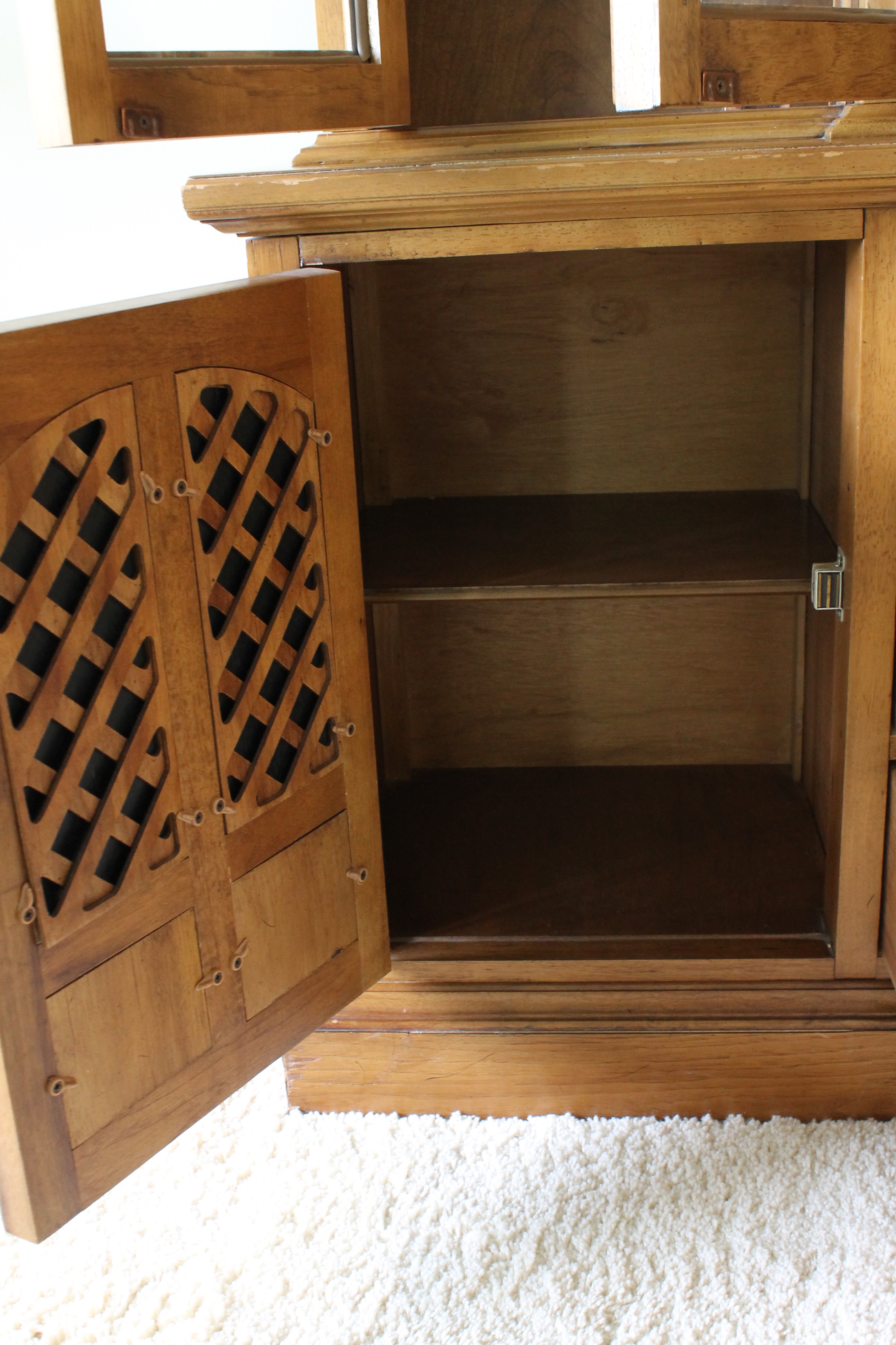 Walnut Hutch with Glass Doors