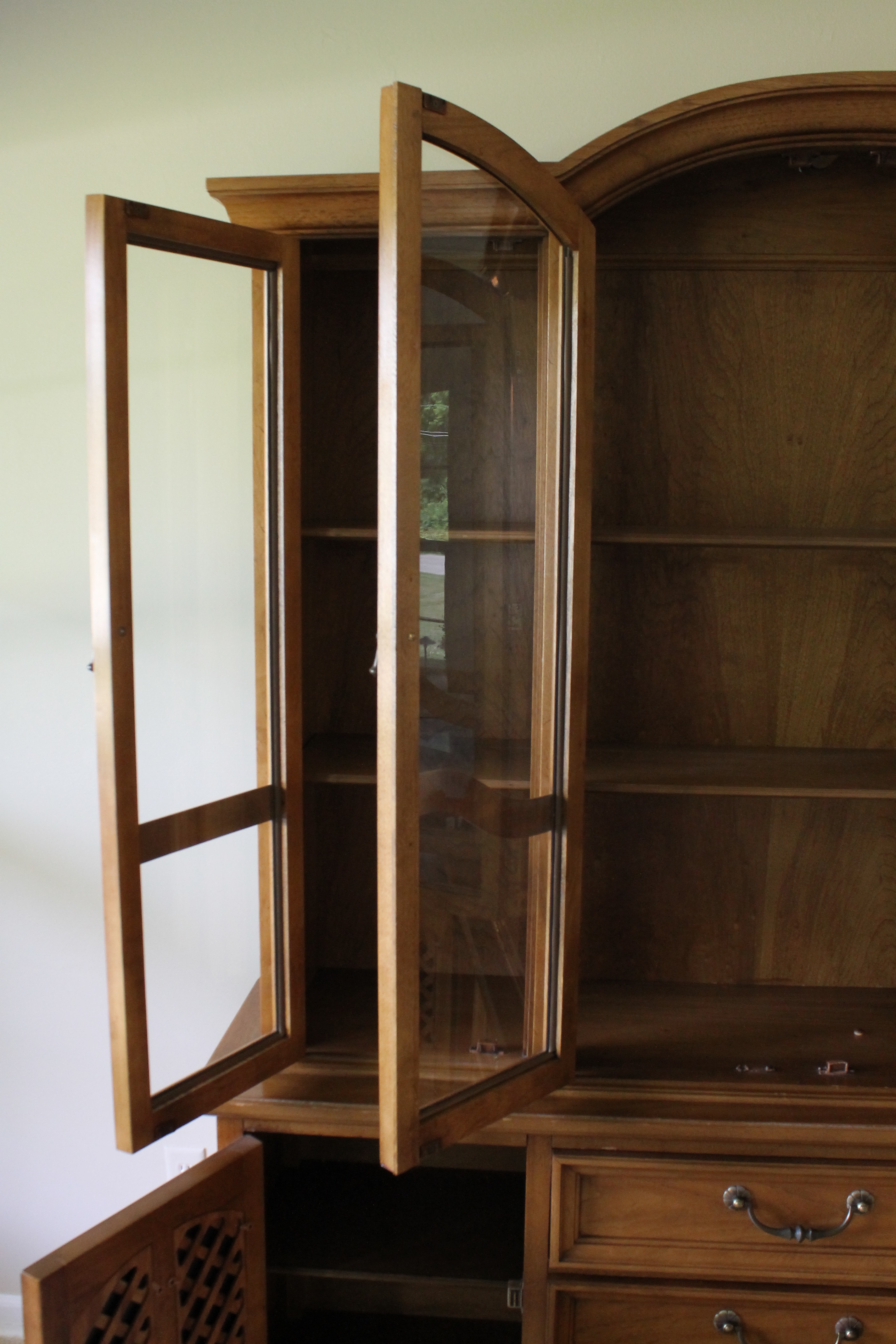 Walnut Hutch with Glass Doors