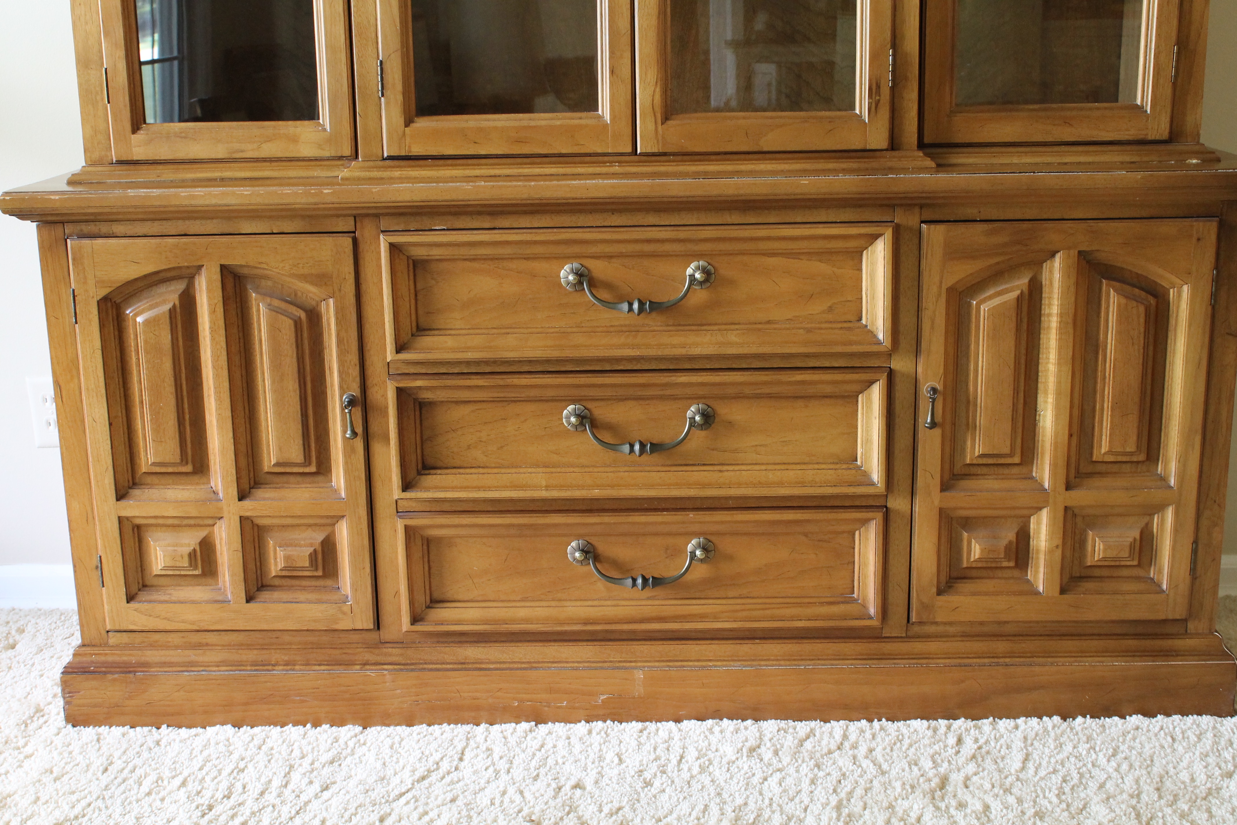Walnut Hutch with Glass Doors