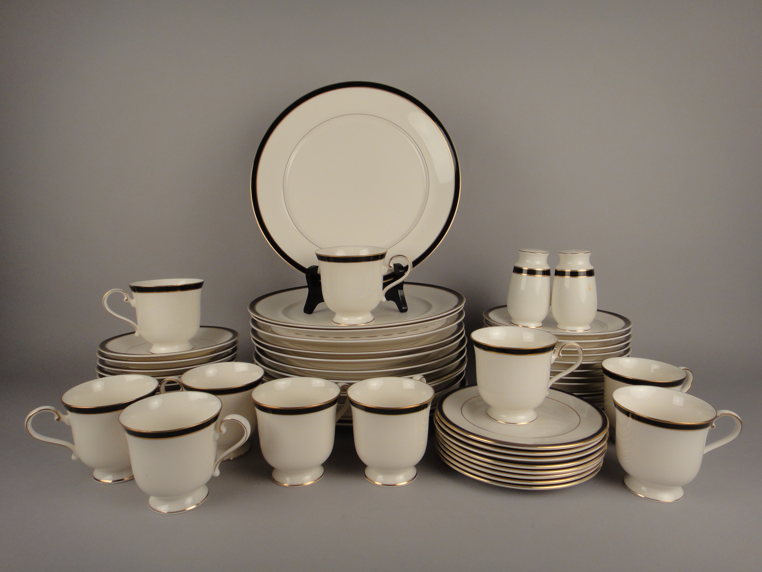 47 Pieces Mikasa Petite Bone China "Black Tie" Plus More
