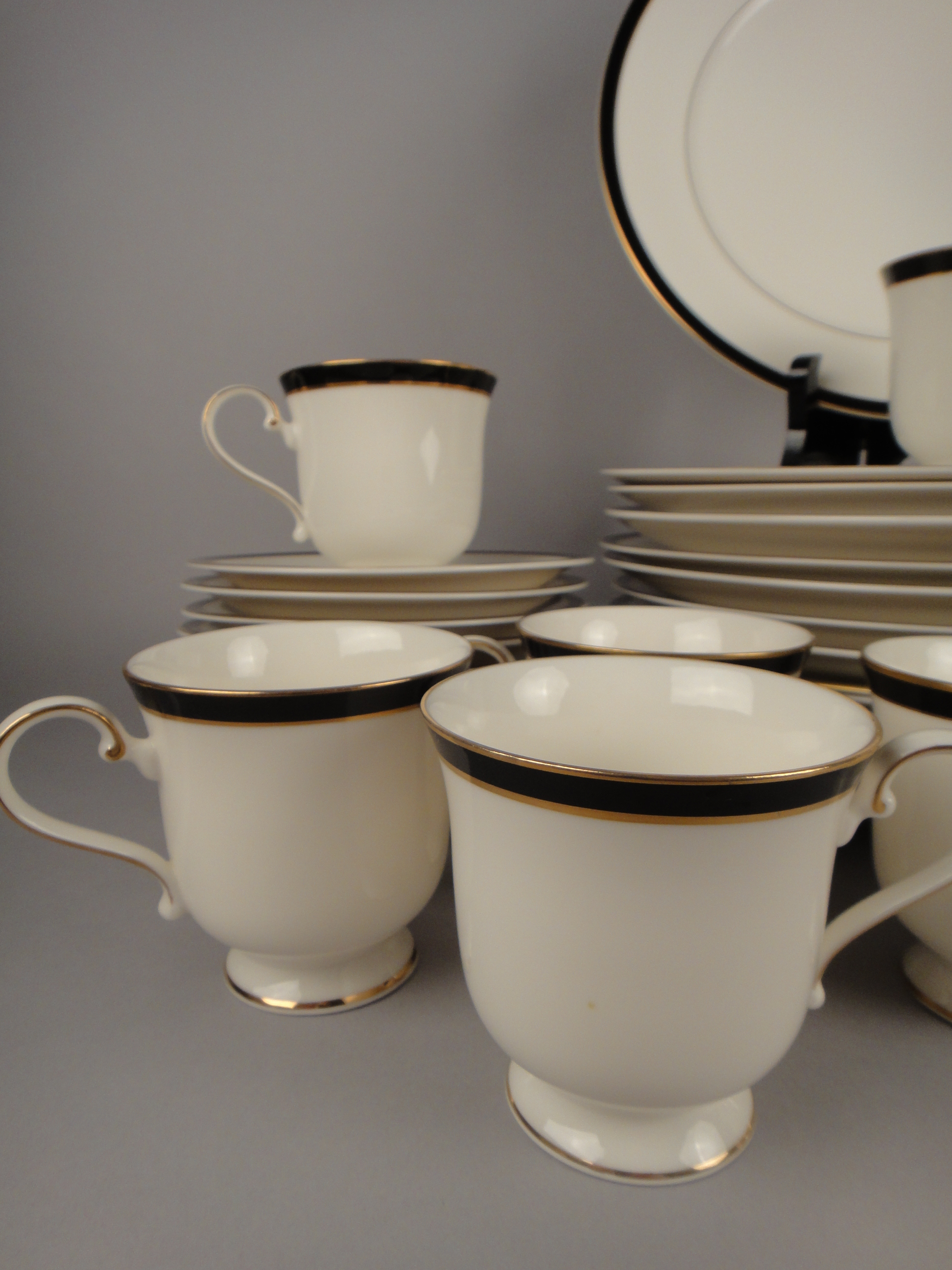 47 Pieces Mikasa Petite Bone China "Black Tie" Plus More