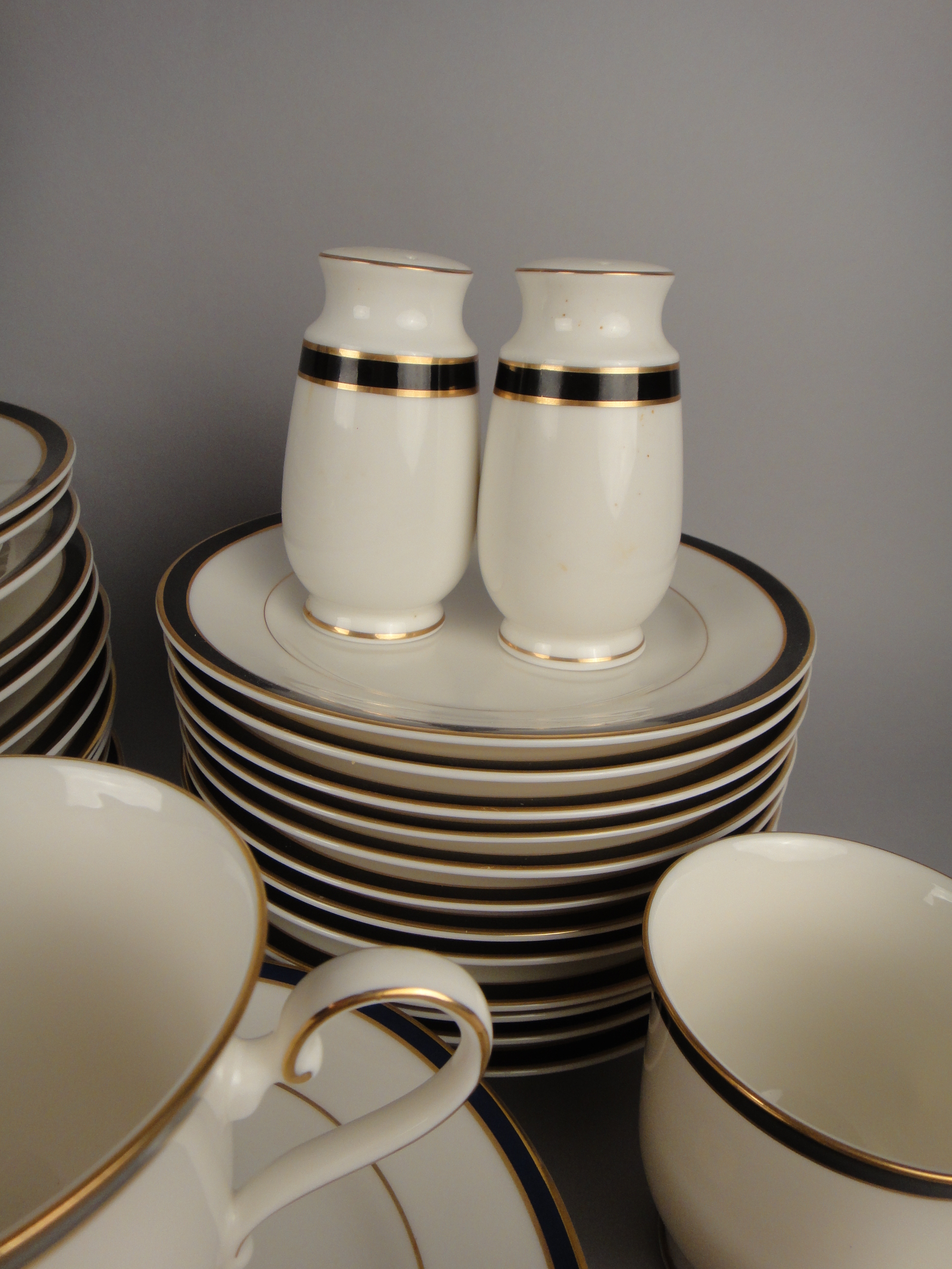 47 Pieces Mikasa Petite Bone China "Black Tie" Plus More