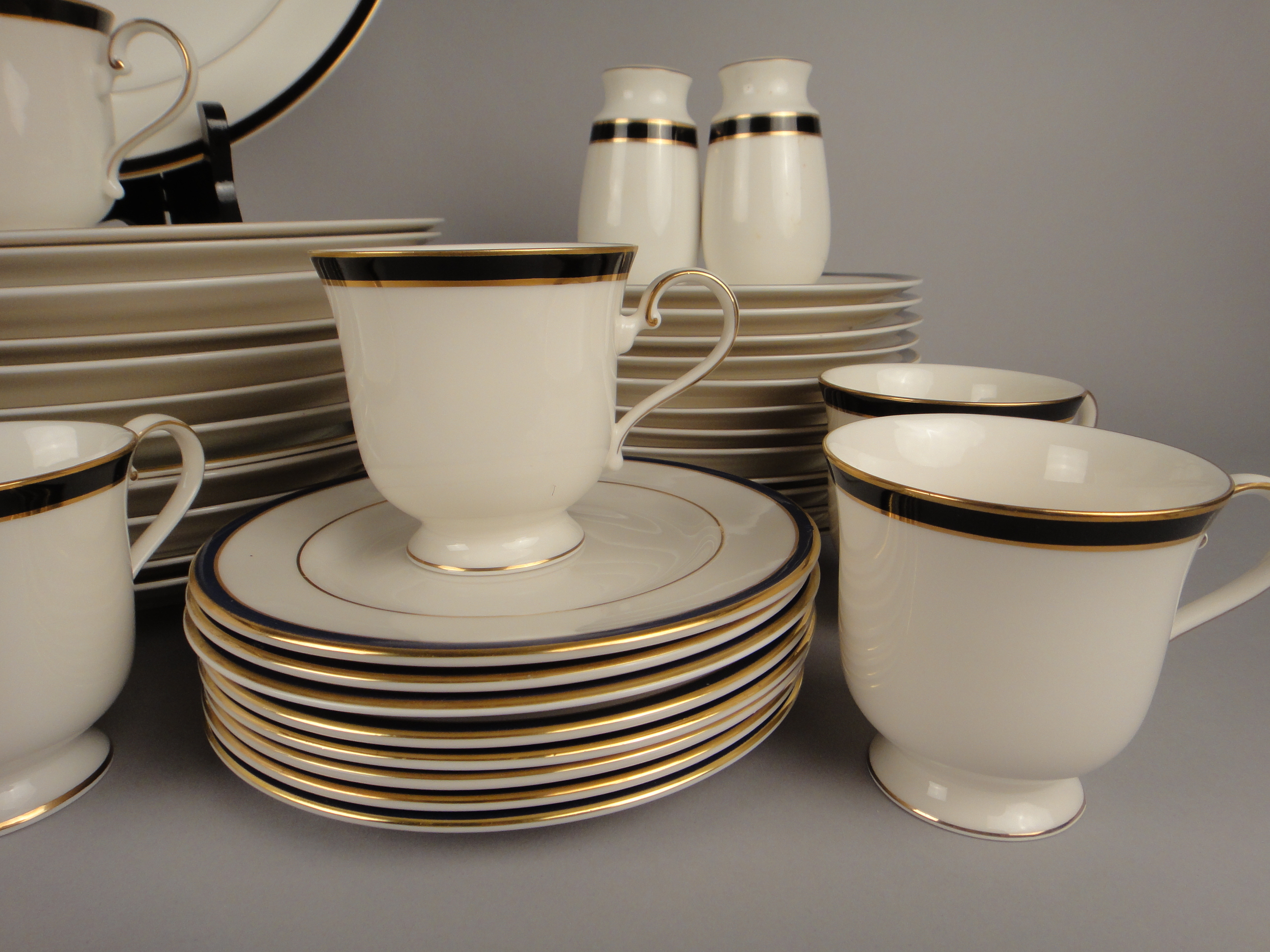47 Pieces Mikasa Petite Bone China "Black Tie" Plus More