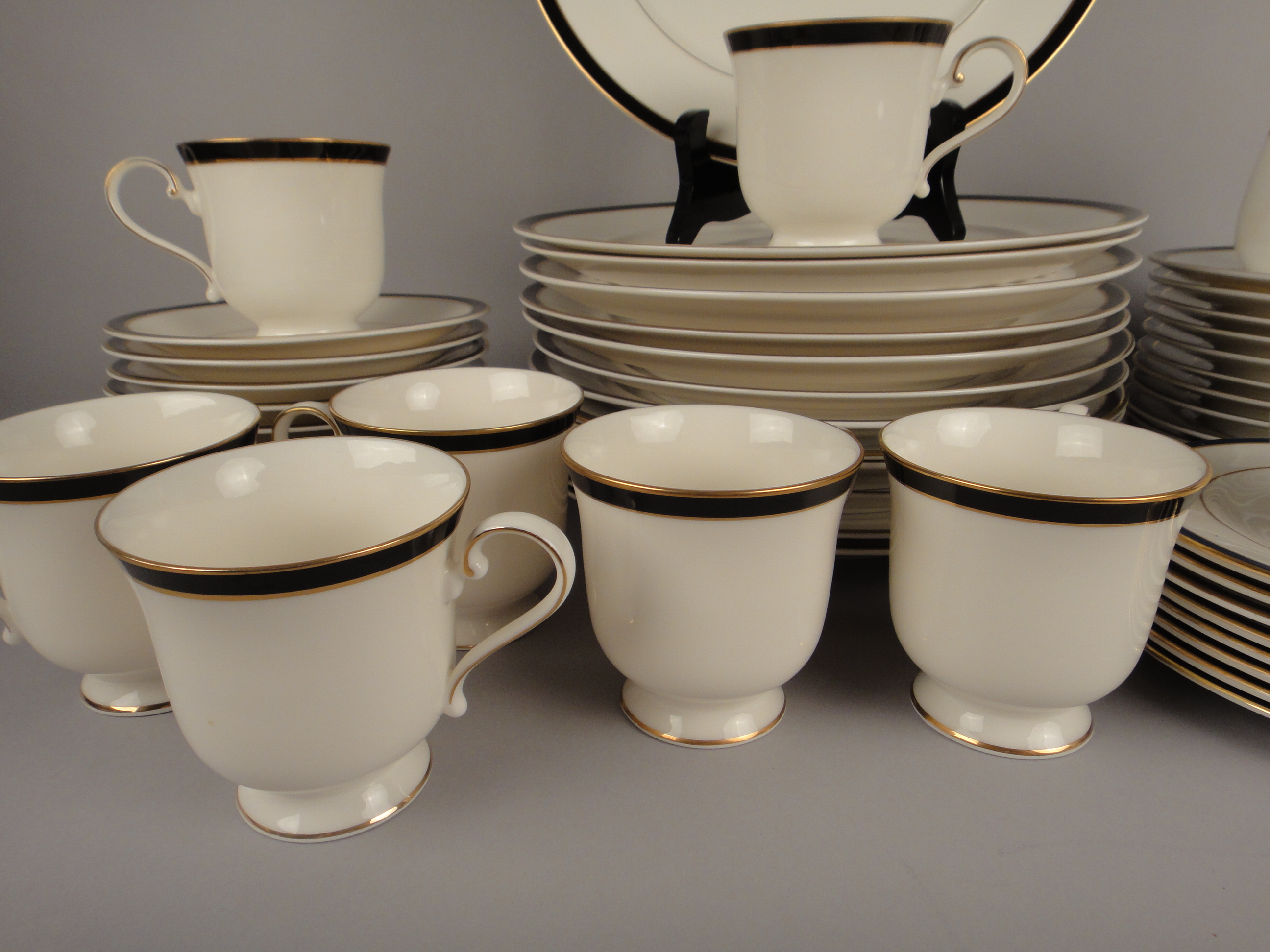 47 Pieces Mikasa Petite Bone China "Black Tie" Plus More