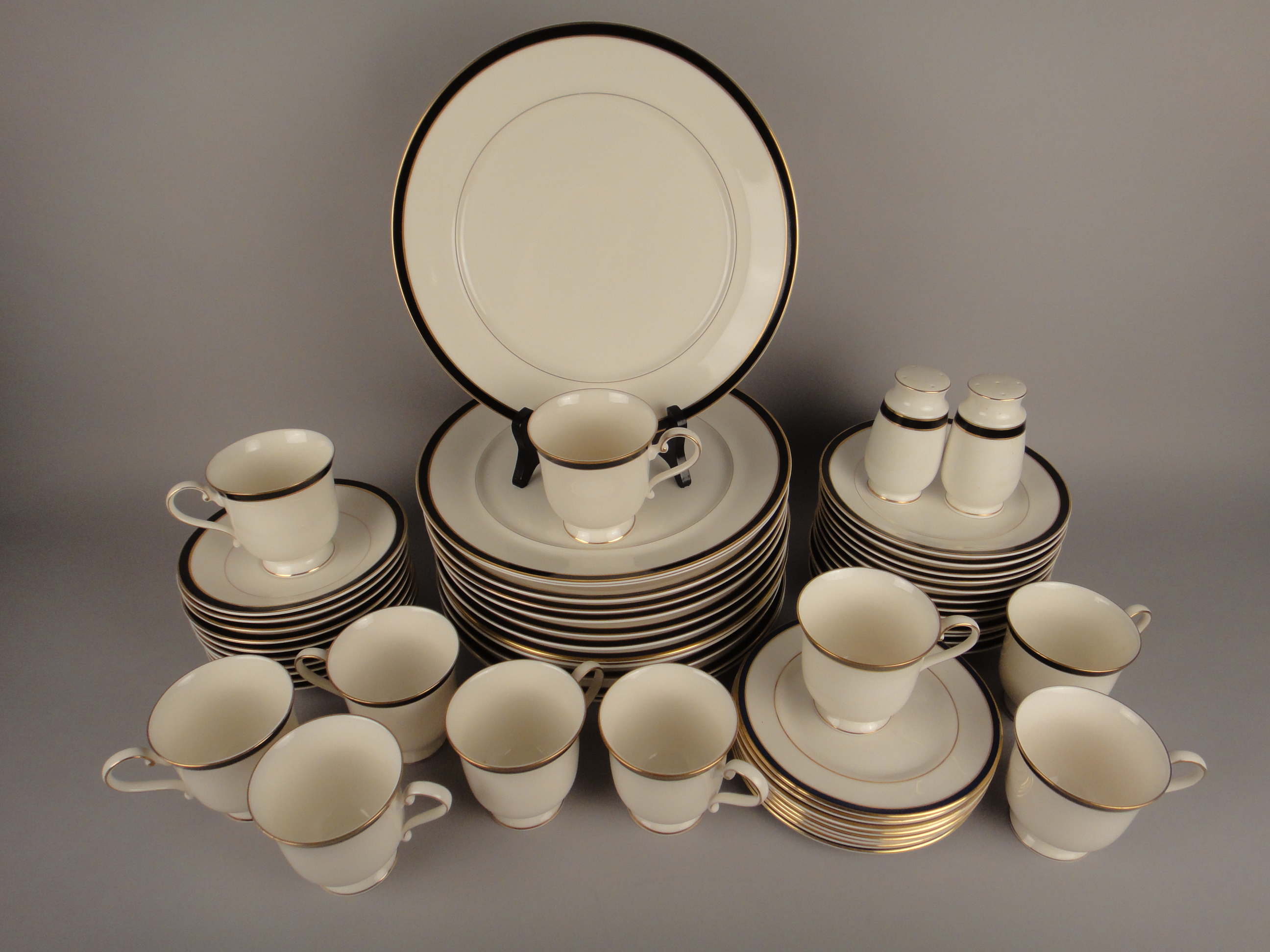 47 Pieces Mikasa Petite Bone China "Black Tie" Plus More