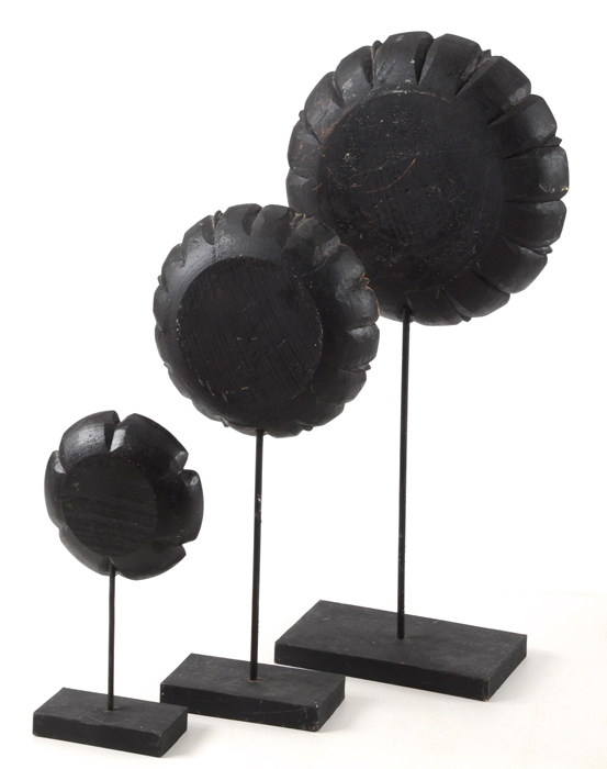 Three Large Decorative Wooden Flowers