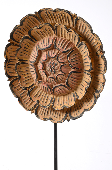 Three Large Decorative Wooden Flowers