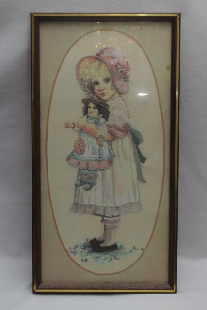 Framed Embroidery and Vintage Baby Shoes