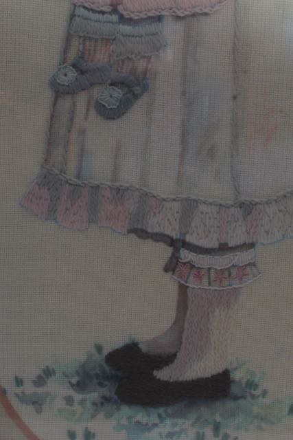Framed Embroidery and Vintage Baby Shoes